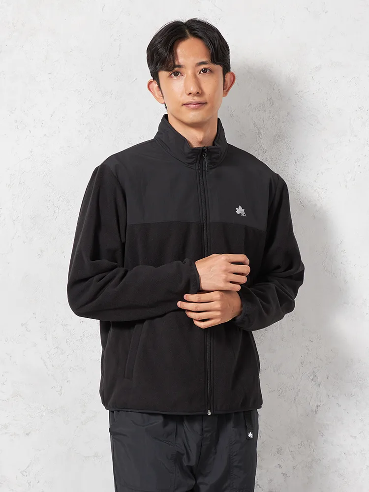 ブラック 【LOGOS-ロゴス-】 布帛切替フリースブルゾン カジュアル