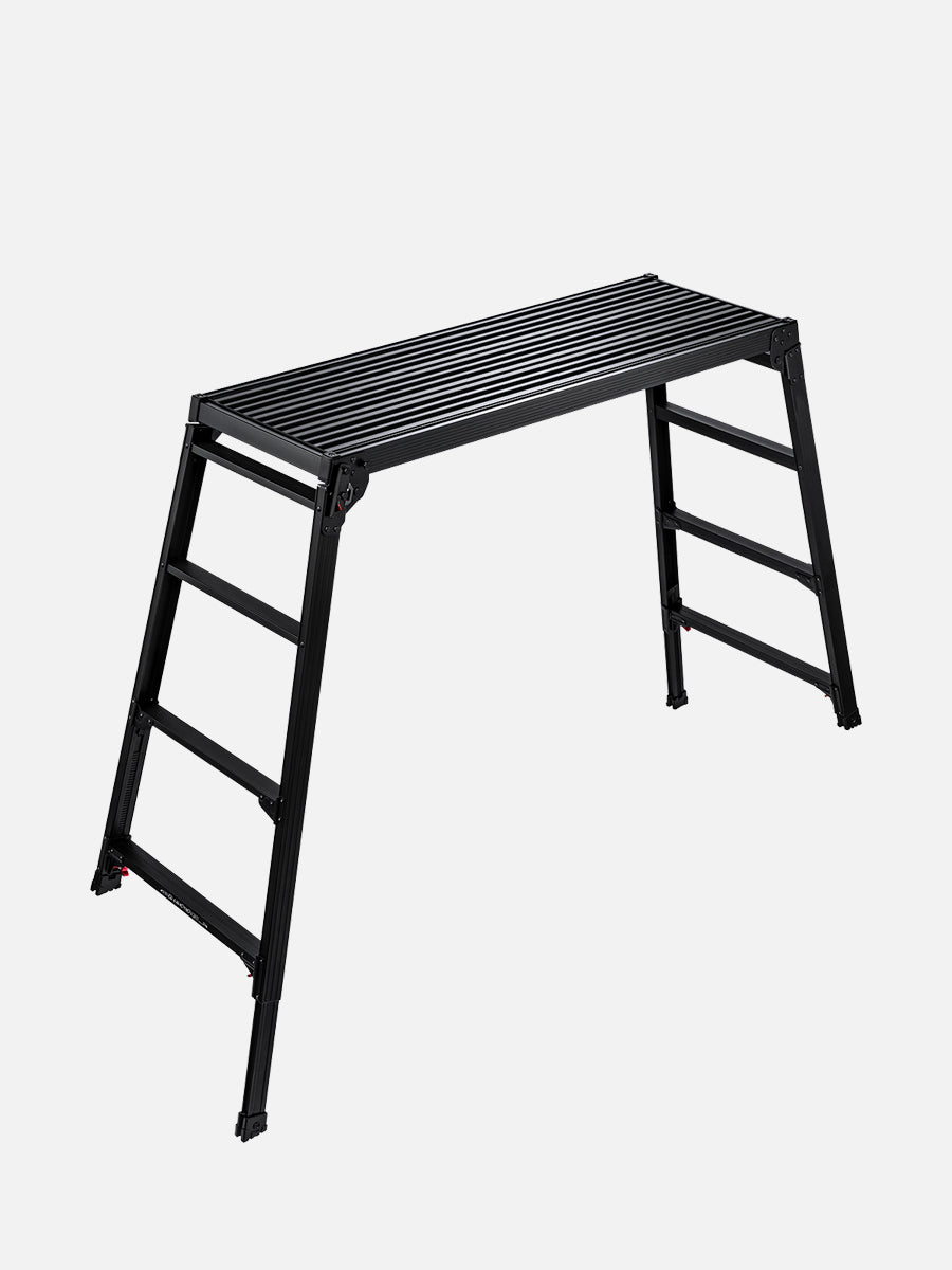 公式】長谷川工業 幅広天板 脚部伸縮足場台 ブラック DRSWB 4段