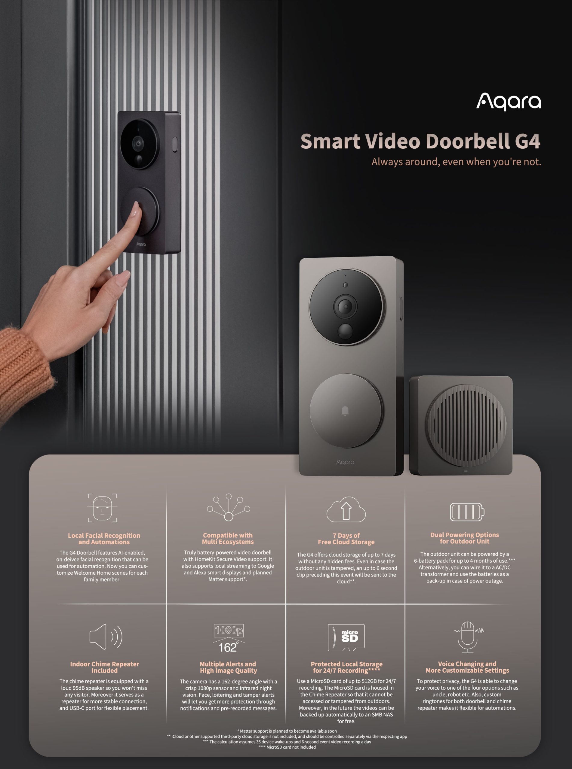 Aqara Smart Video Doorbell G4 - HomeSmart Singapore