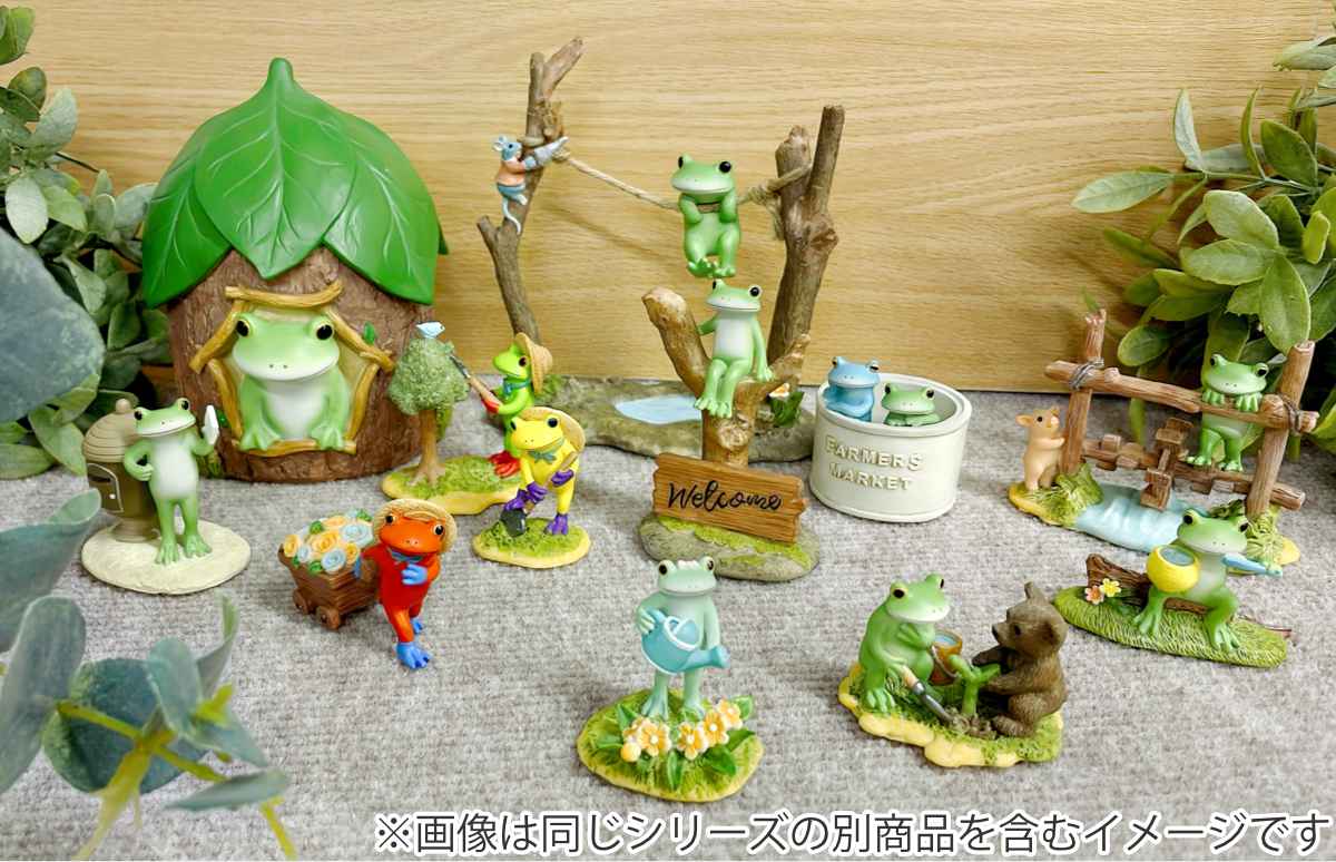 コポー キノコ傘の下でくつろぐトノくん カエル 置物 – ハウジー