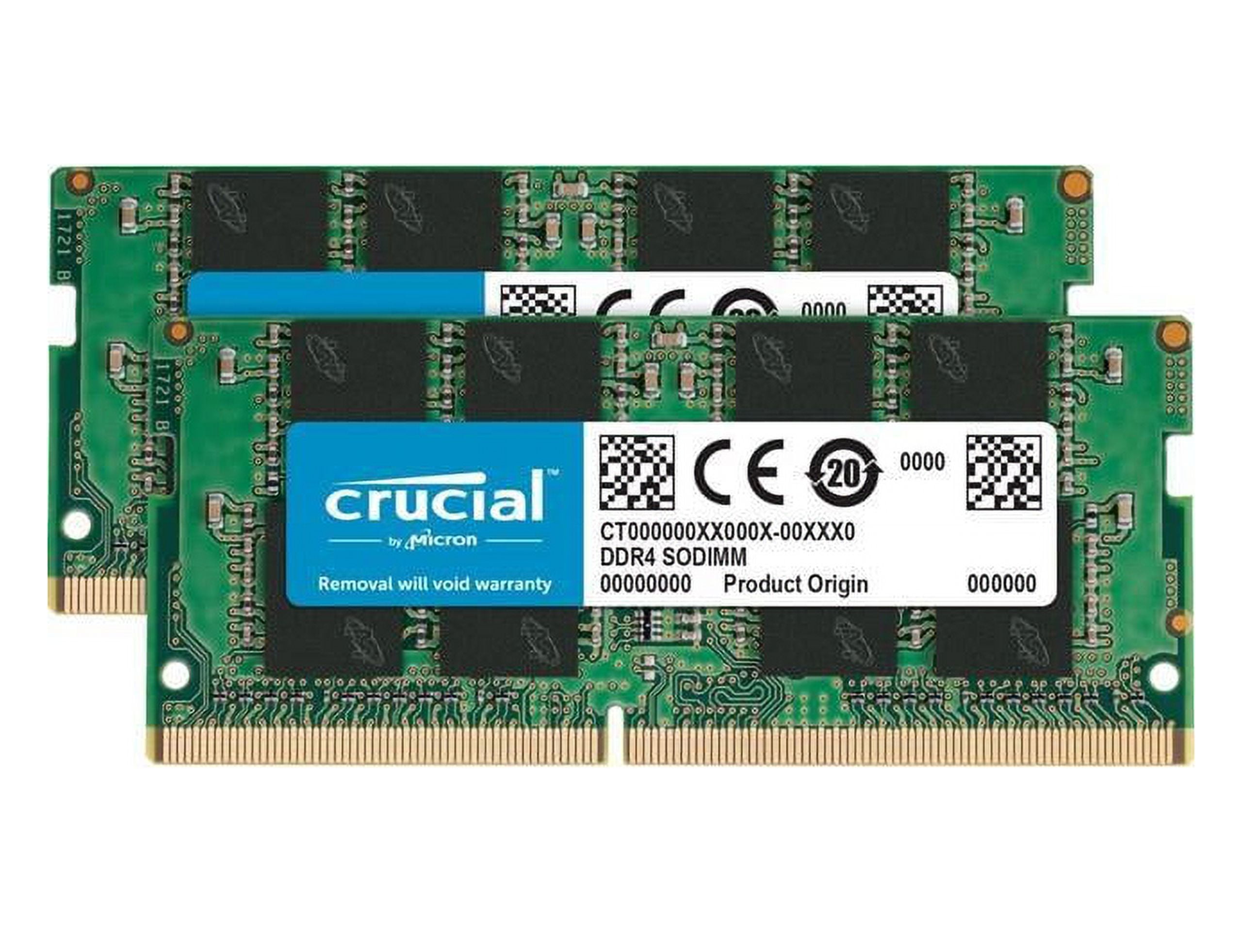 Crucial 32GB DDR4 3200MHz SODIMM Memory Kit, 2x16GB, 260-Pin, CAS