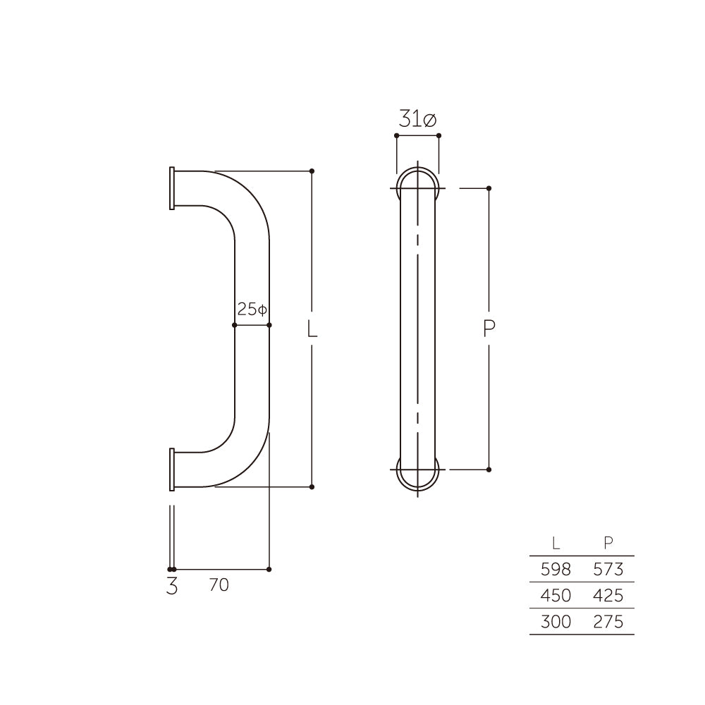G-470（両面）｜O型ハンドル 25Φ（押し棒）｜MARUKI（丸喜金属