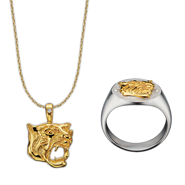 阪神タイガース創設90周年記念＜勝利の猛虎＞純金ペンダント／純銀