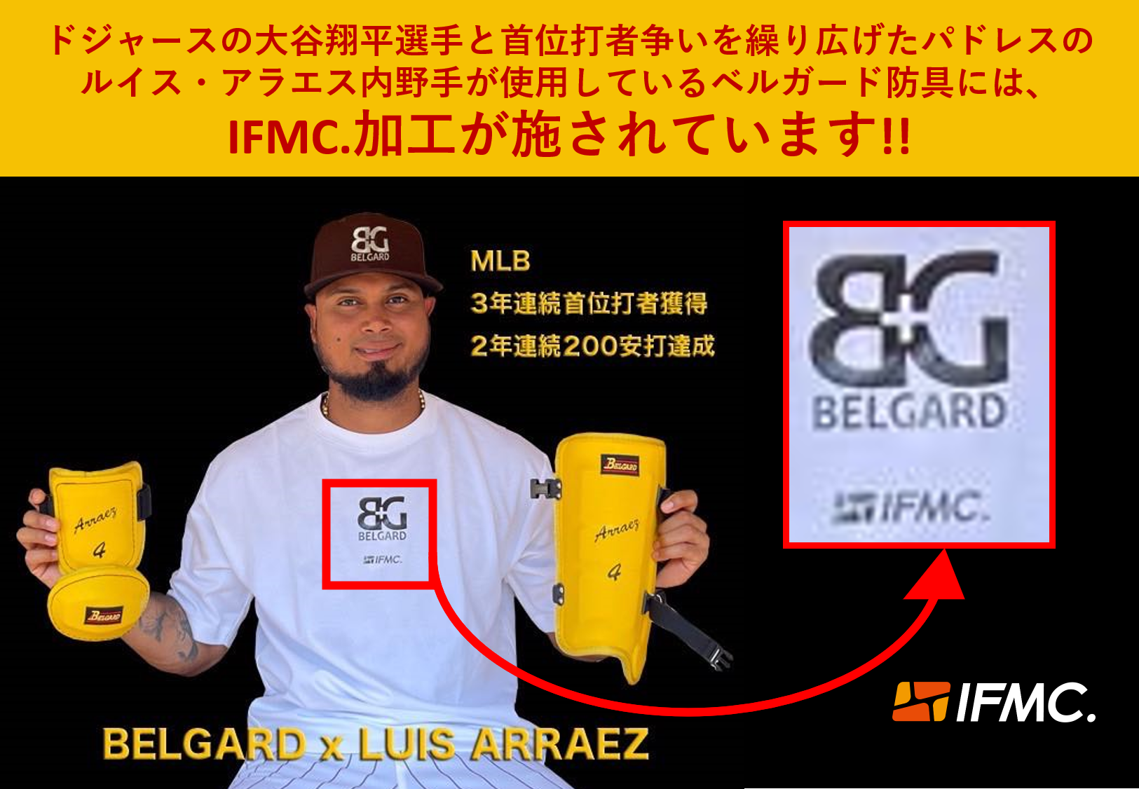 MLBで3年連続首位打者を獲得したルイス・アラエス選手が使用する