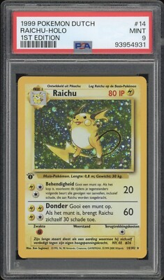 1999 Pokemon DUTCH 1st Edition Base Set Raichu Holo 14/102 PSA 9