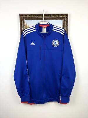 Adidas Chelsea Football Jacket Soccer Track Top Blue Mens Zip Rare