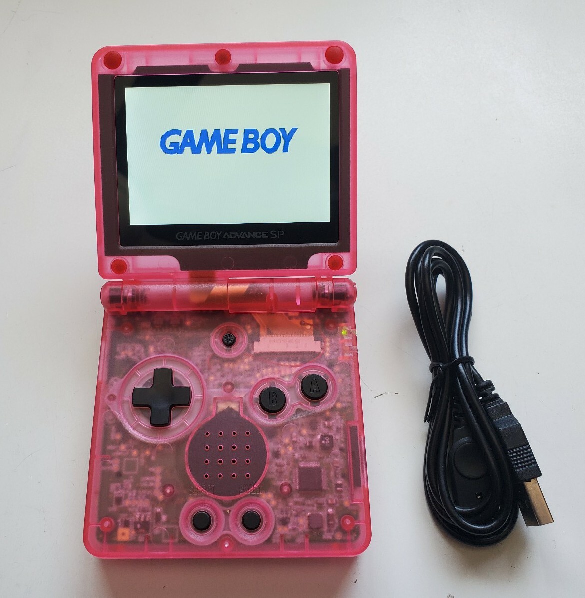 Nintendo Game Boy Advance GBA SP Clear pink System AGS 101 ips v5