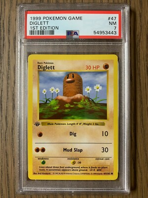 PSA 7 - Pokemon DIGLETT - 1st First EDITION Shadowless Base Set