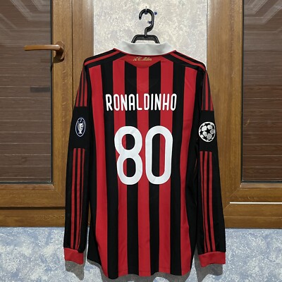 AC Milan 2009/10 Authentic Home Long Sleeves Jersey Size L -Custom