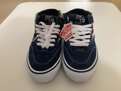 Authentic supreme x Vans leopard half cab navy blue US 8 new men's