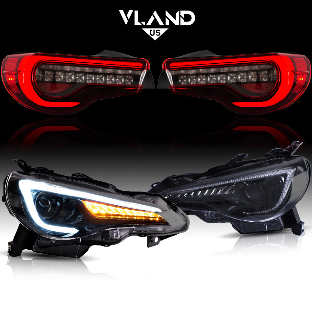 VLAND LED Headlights+Red Tail Lights For Toyota GT 86 Subaru BRZ