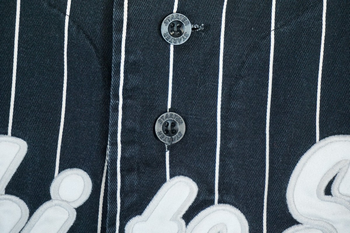 Vintage 90s Starter White Sox Black Pinstripe Cotton Baseball