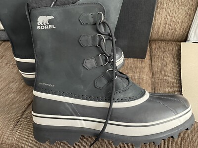 Sorel Men's Black, Dark Stone Caribou WP Waterproof Insulated Snow
