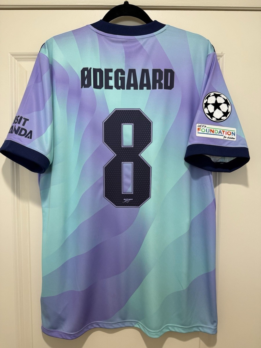 Odegaard #8 Mens LARGE Adidas Arsenal Gunners Third Champions