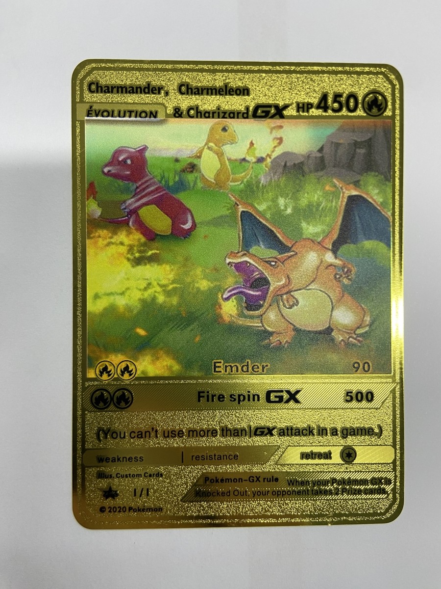 Metal Pokémon EVOLUTION & Charizard GX HP450 Gold Card-Collectible