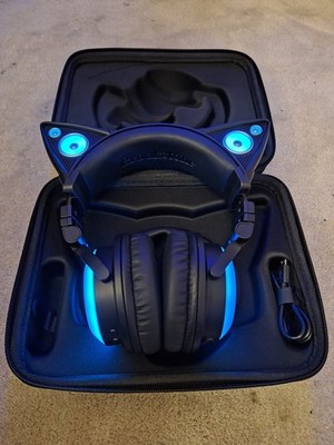 Brookstone Wired Purple Cat Ear Headphones With External Speakers