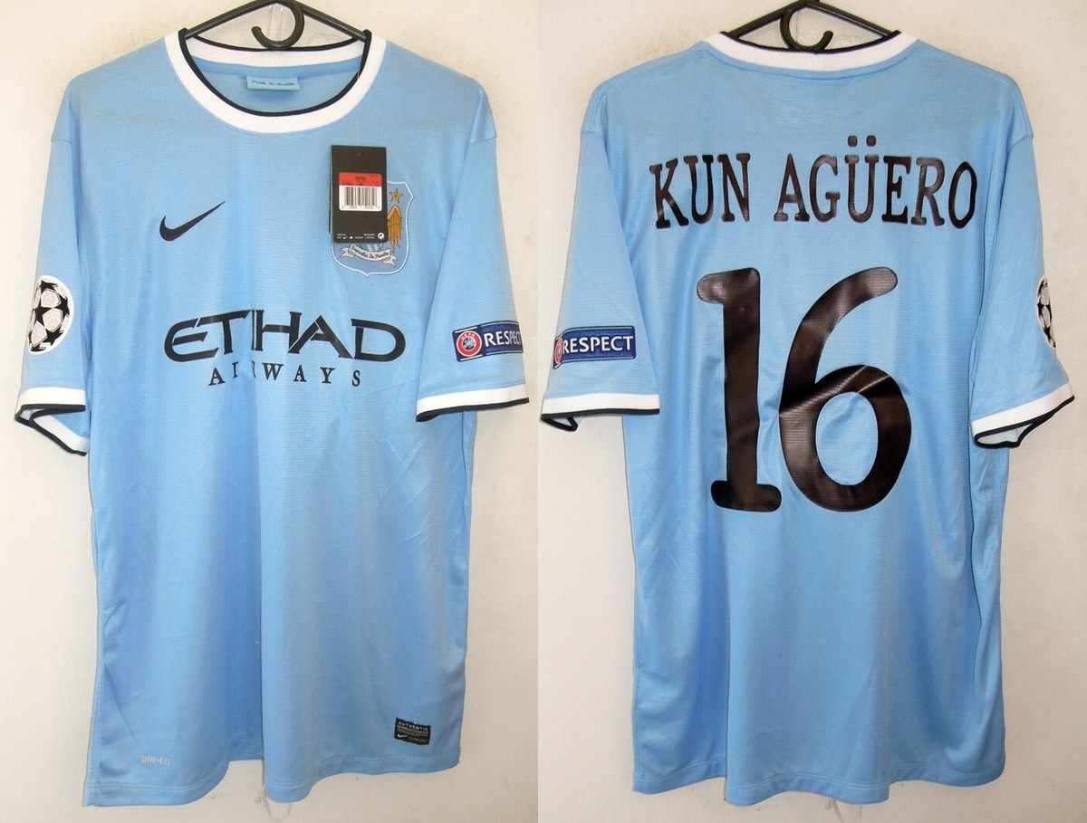 MANCHESTER CITY jersey 2013/14 #16 KUN AGUERO Champions League | eBay