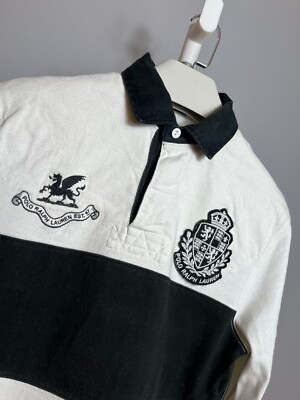 Vintage 90s Polo Ralph Lauren Rugby Long White Mens SMALL | eBay