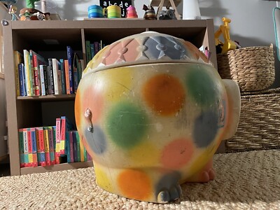 Vintage Edward Mobley MCM Elephant Blow Mold Toy Chest Hamper