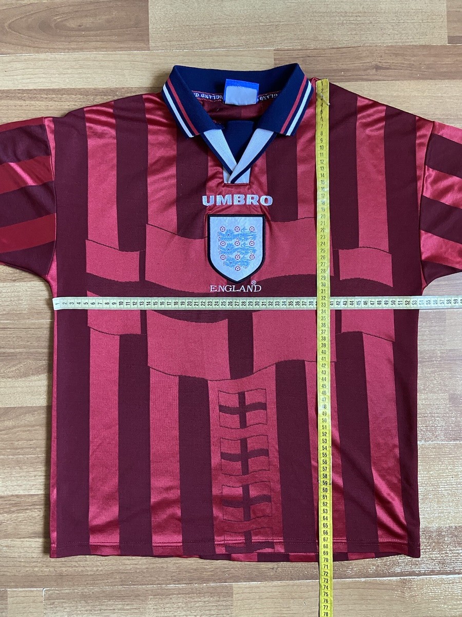 ENGLAND 1997 1998 AWAY FOOTBALL SHIRT SOCCER JERSEY UMBRO sz M RED