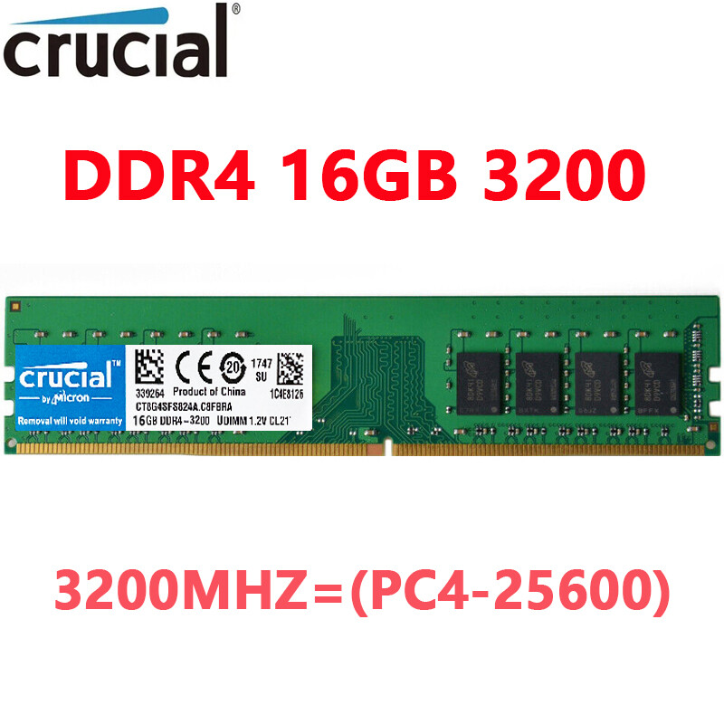 Crucial DDR4 16GB 3200Mhz PC4-25600 288pins Desktop Memory Dimm