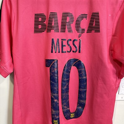 Nike Drifit FCB Men's Barcelona Messi #10 Jersey Shirt Size L Pink