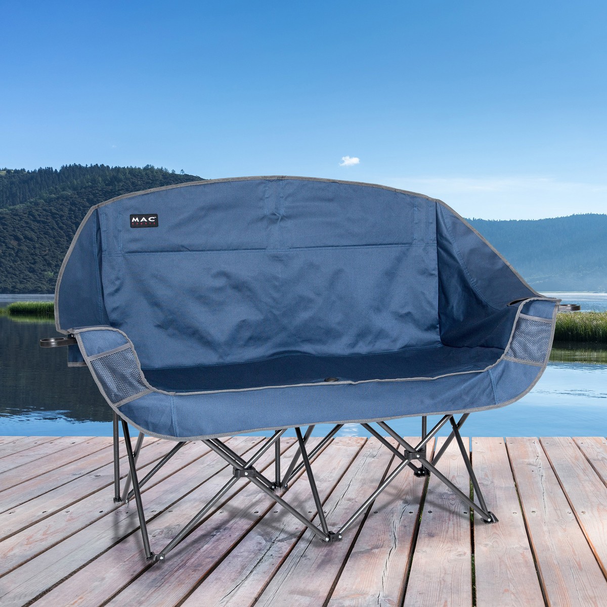 Mac Sports Double Camping Chair, 2-Person, Folding, Drink Holders