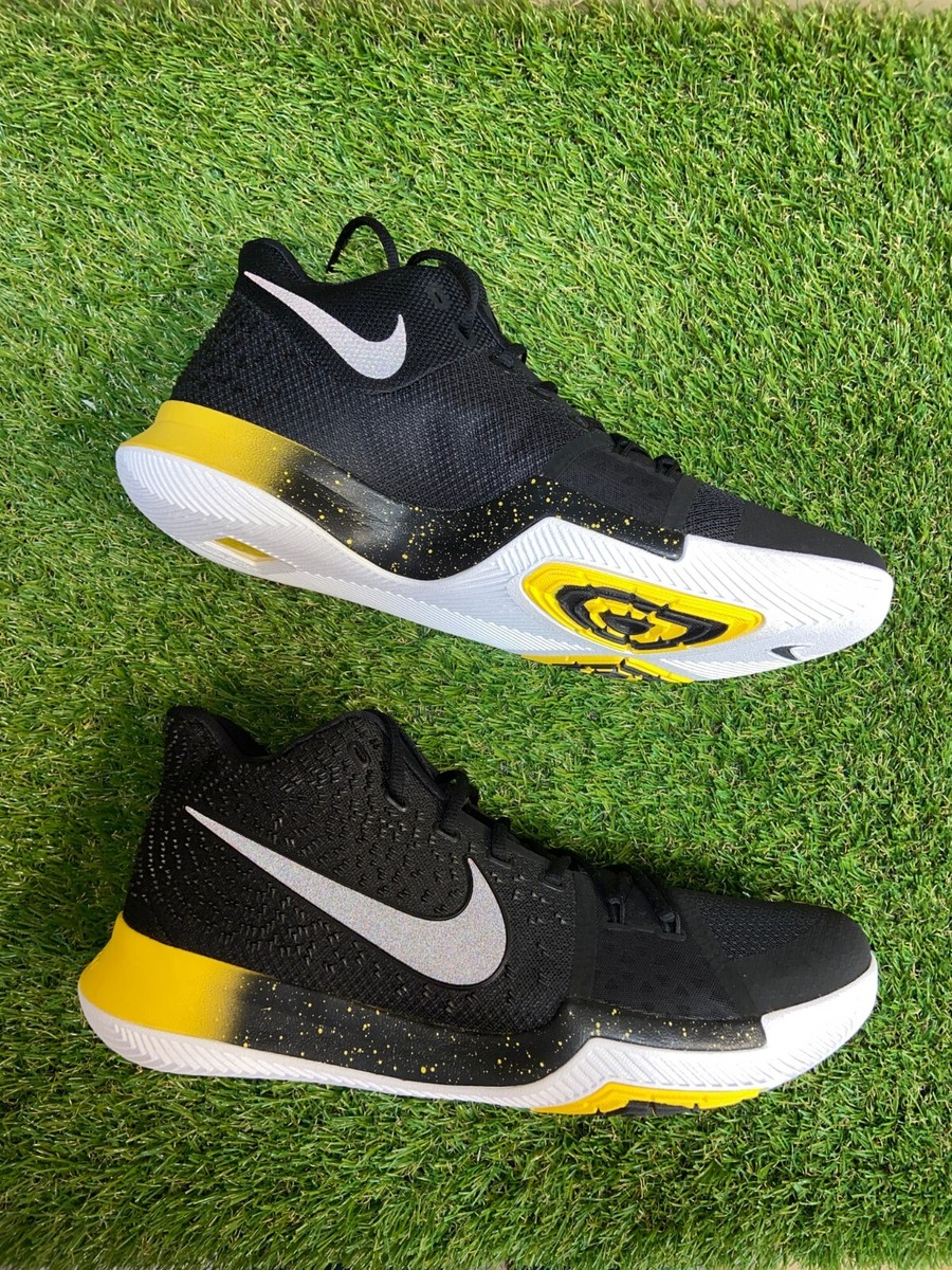 Nike Zoom Kyrie 3 Black Yellow Mens Basketball Shoes Sz 13.5