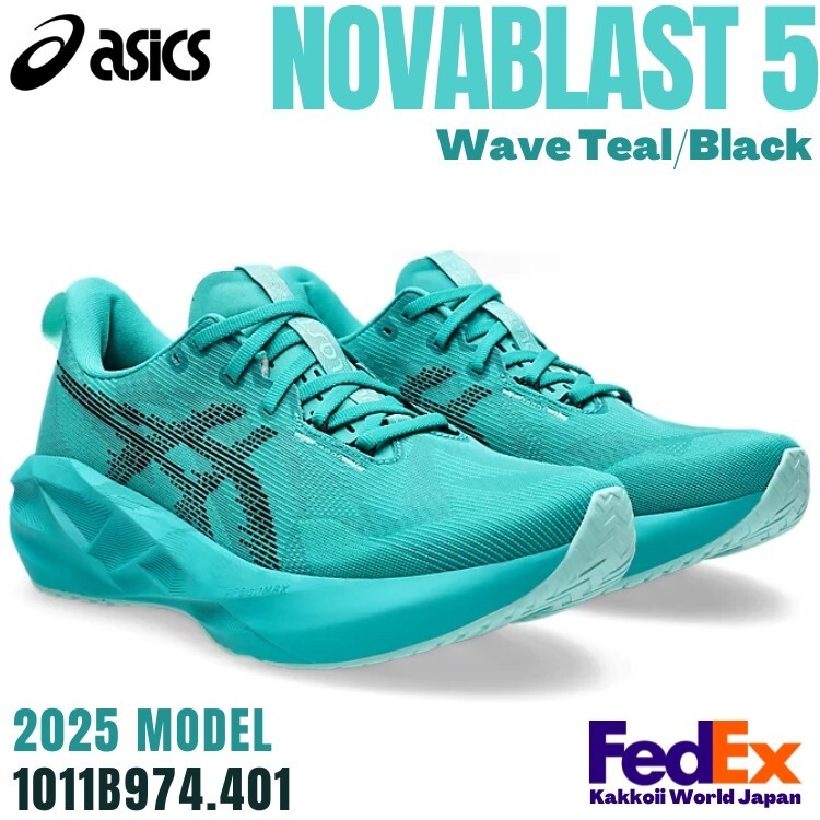 ASICS Men's Running Shoes NOVABLAST 5 Wave Teal/Black 1011B974.401