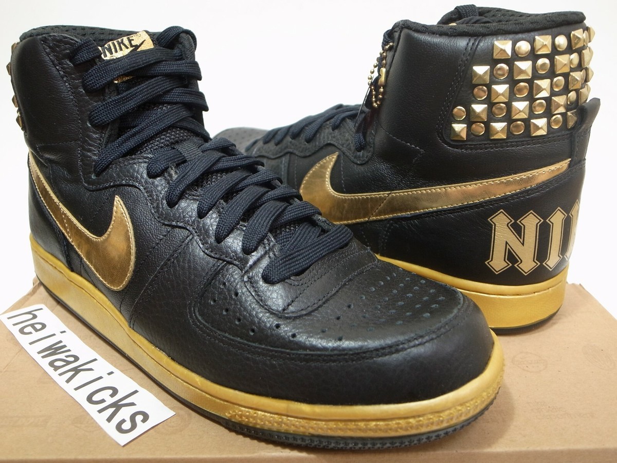 2008 NIKE TERMINATOR HIGH SUPREME ROCK 'N' ROLL STUDS BLACK GOLD