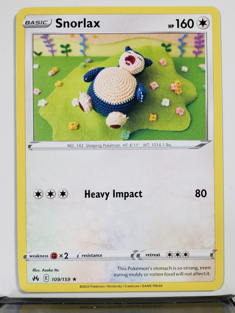 Snorlax 109/159 NM / M - Asako Ito Crocheted Art RARE Crown Zenith