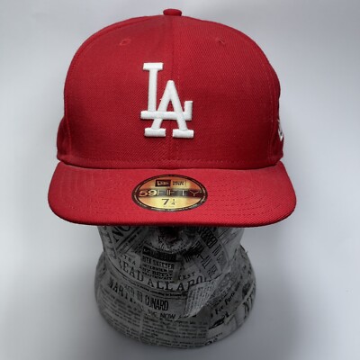 New Era 59fifty 7 1/4 LA Dodgers Red Baseball Cap Hat Authentic | eBay