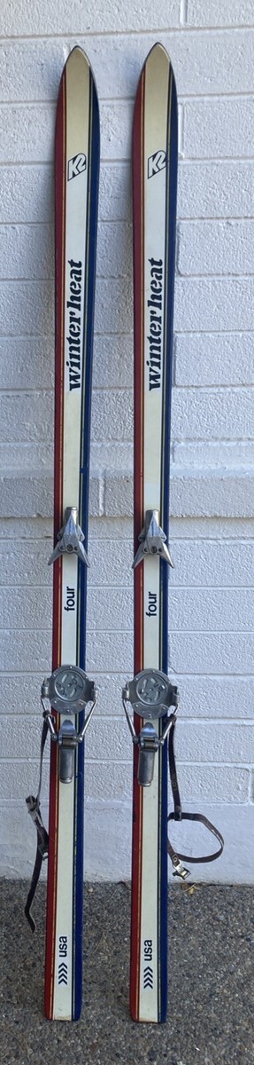 Vintage K2 Winterheat Four 180cm Skis Red White & Blue W/ Look N77