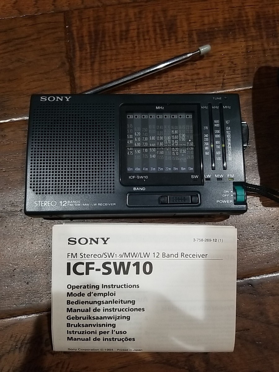 Sony ICF-SW10 FM Stereo/SW 1-9/MW/LW 12 Band Receiver w/ AN-71