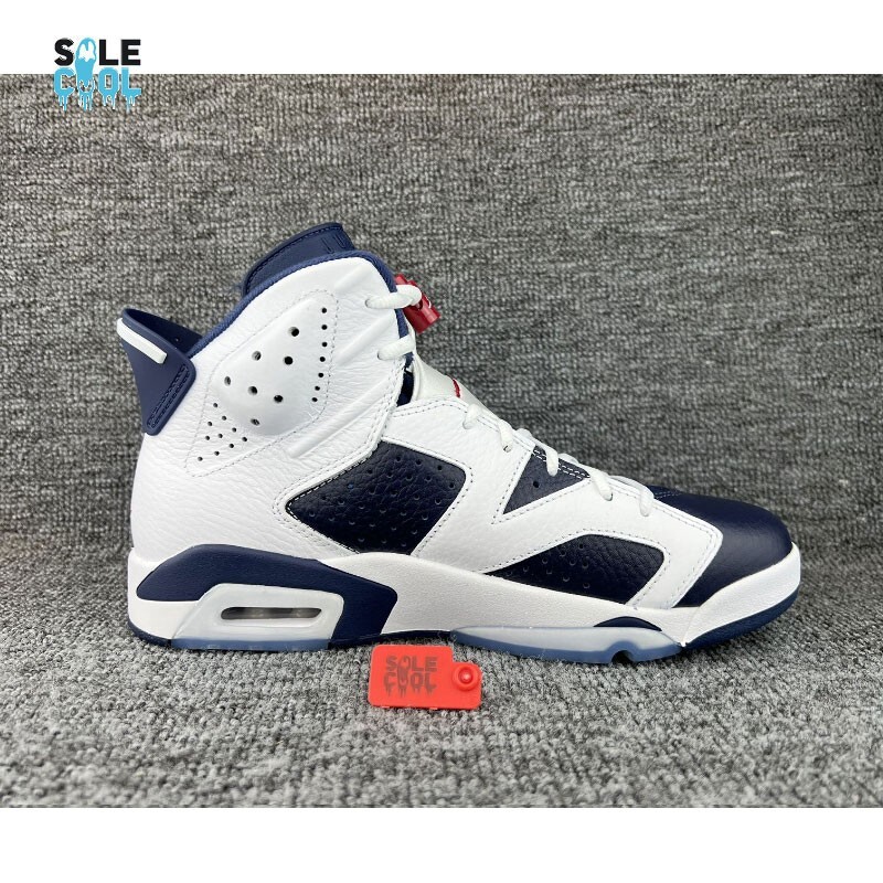 Nike Air Jordan 6 Retro Olympic White Navy Blue Men's Shoes CT8529