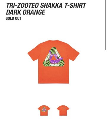 PALACE SKATEBOARDS TRI-ZOOTED SHAKKA T SHIRT DARK ORANGE LARGE L