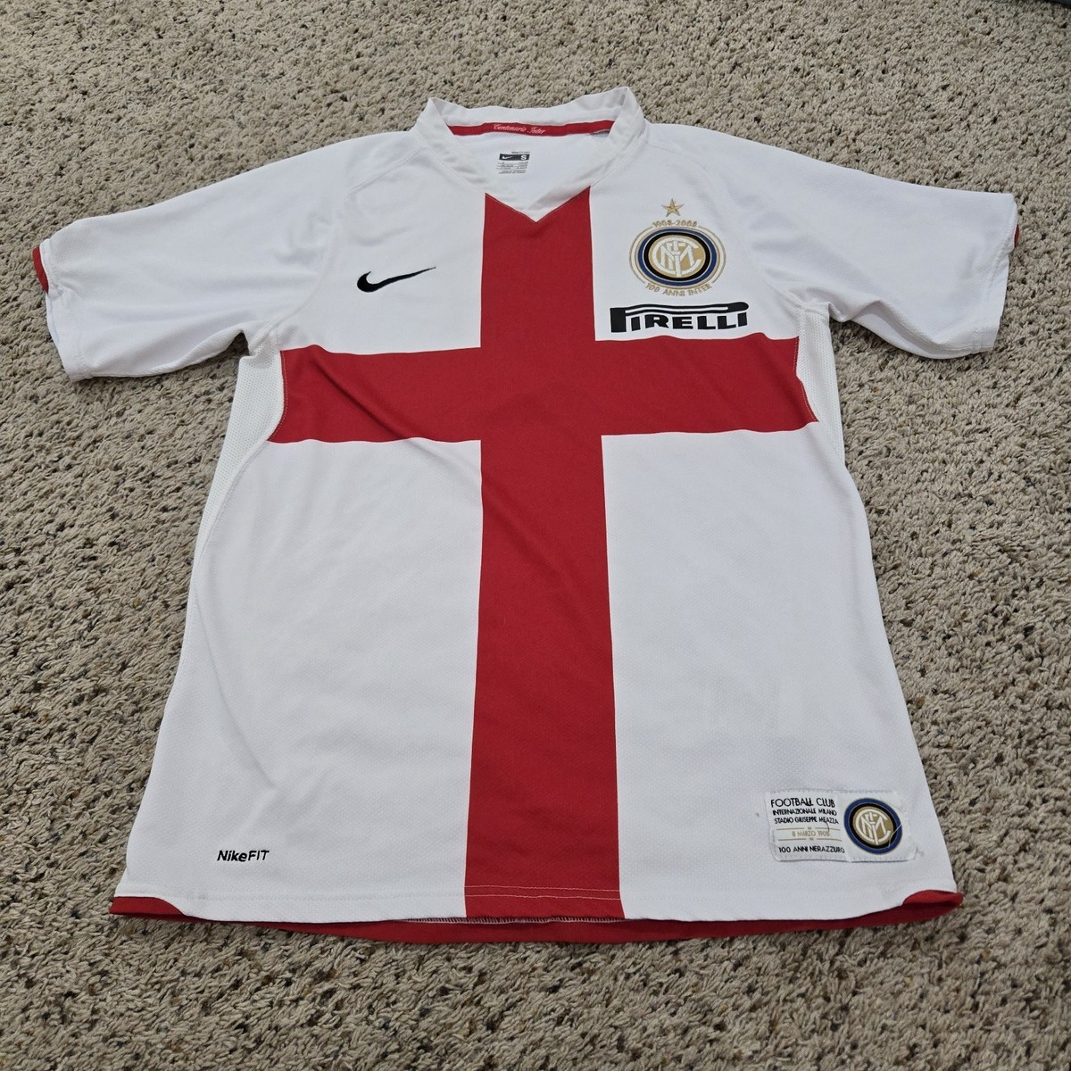 Inter Milan 2007/08 2008 Nike Pirelli centenary away red cross