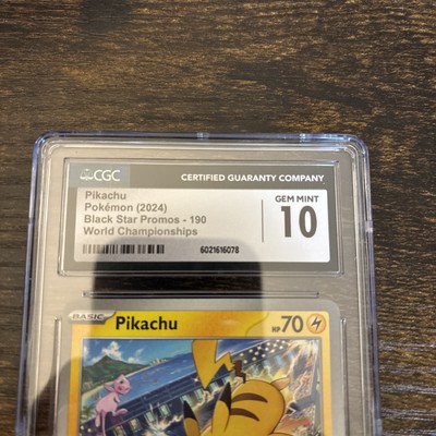 CGC Gem Mint 10: Pokémon Pikachu Black Star Promo 190 - World