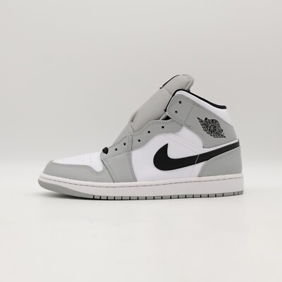 554724-092 Nike Air Jordan 1 Mid Light Smoke Grey Black White