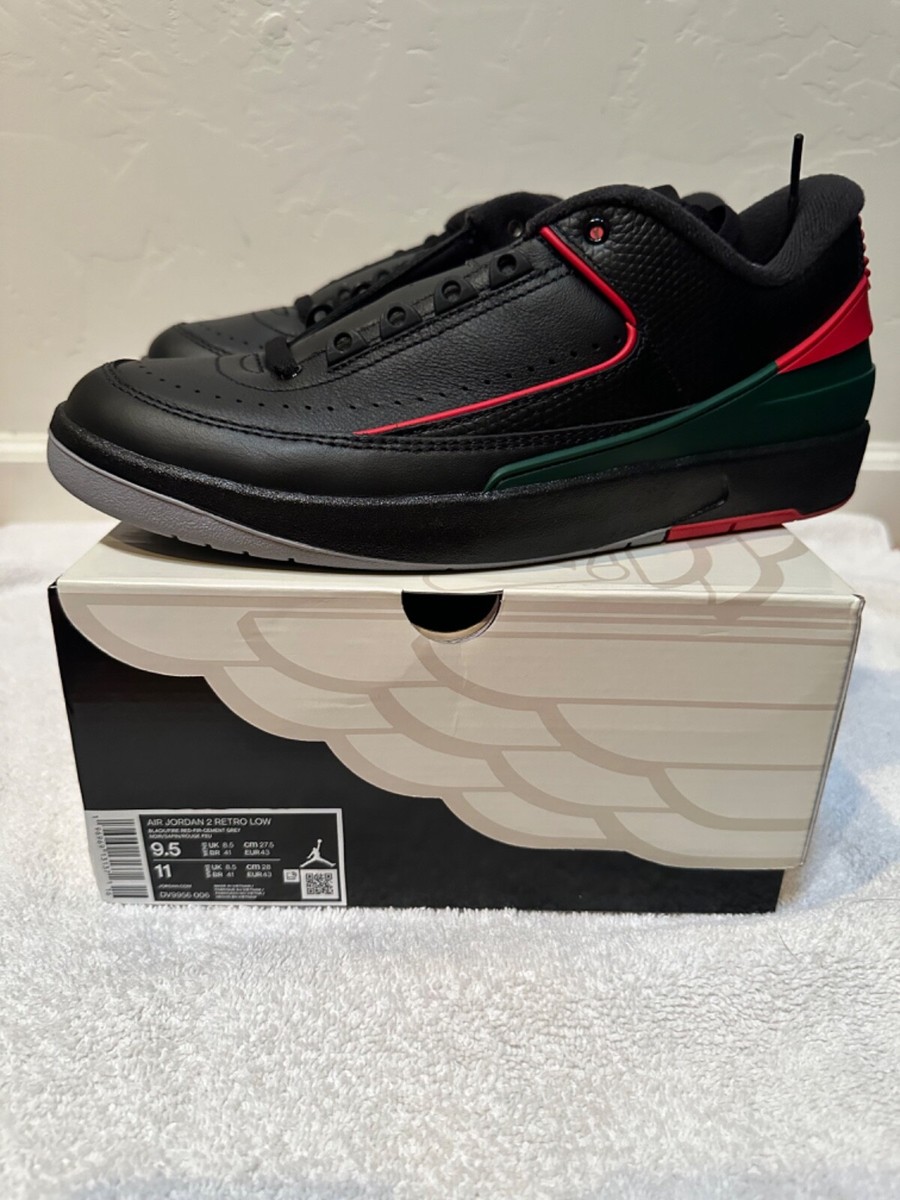 Nike Air Jordan 2 Retro Low Mens Size 9.5 Black Green Red NWB | eBay
