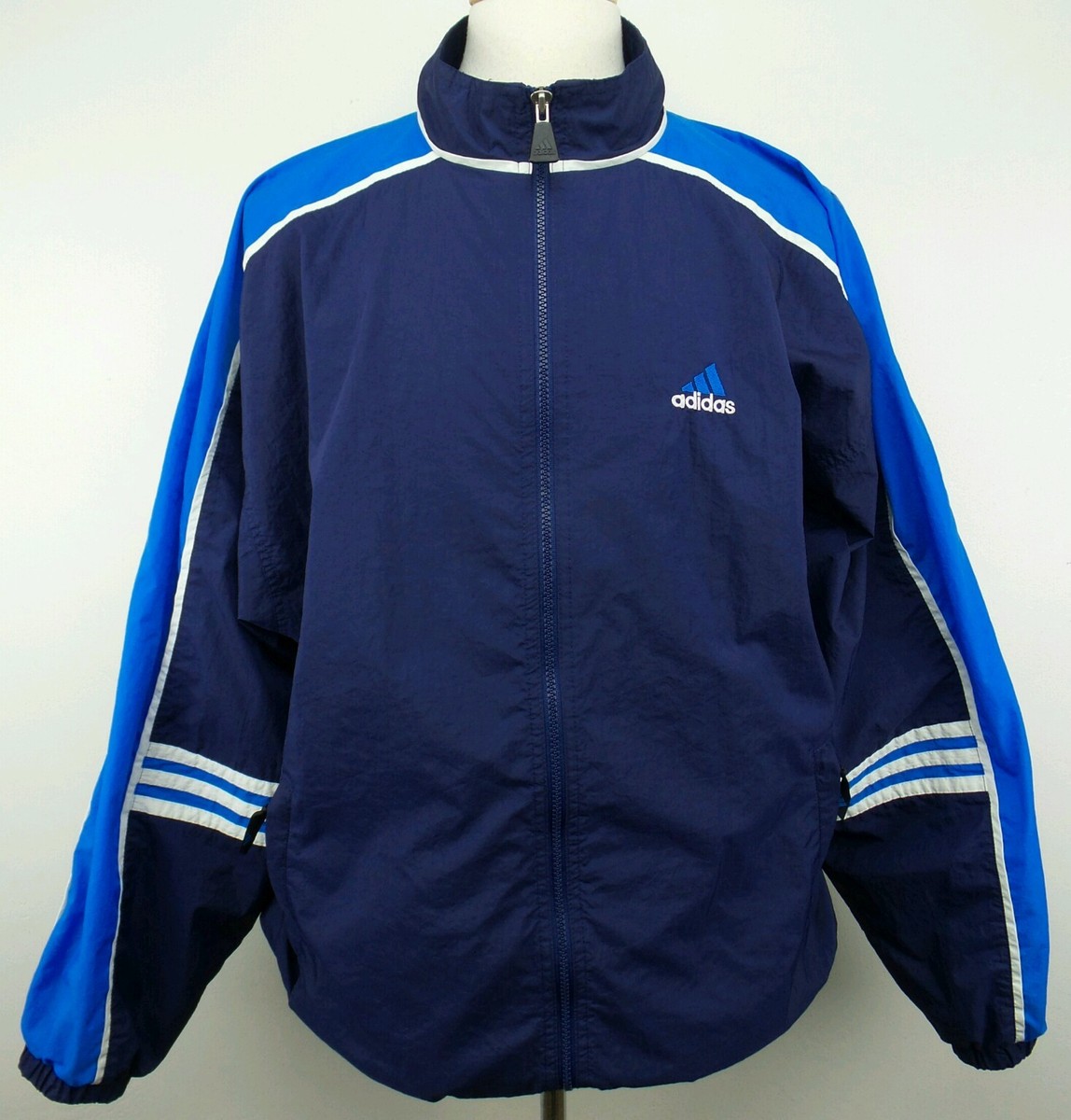 Vintage Adidas Nylon Windbreaker Full Zip Jacket Size Adult Large