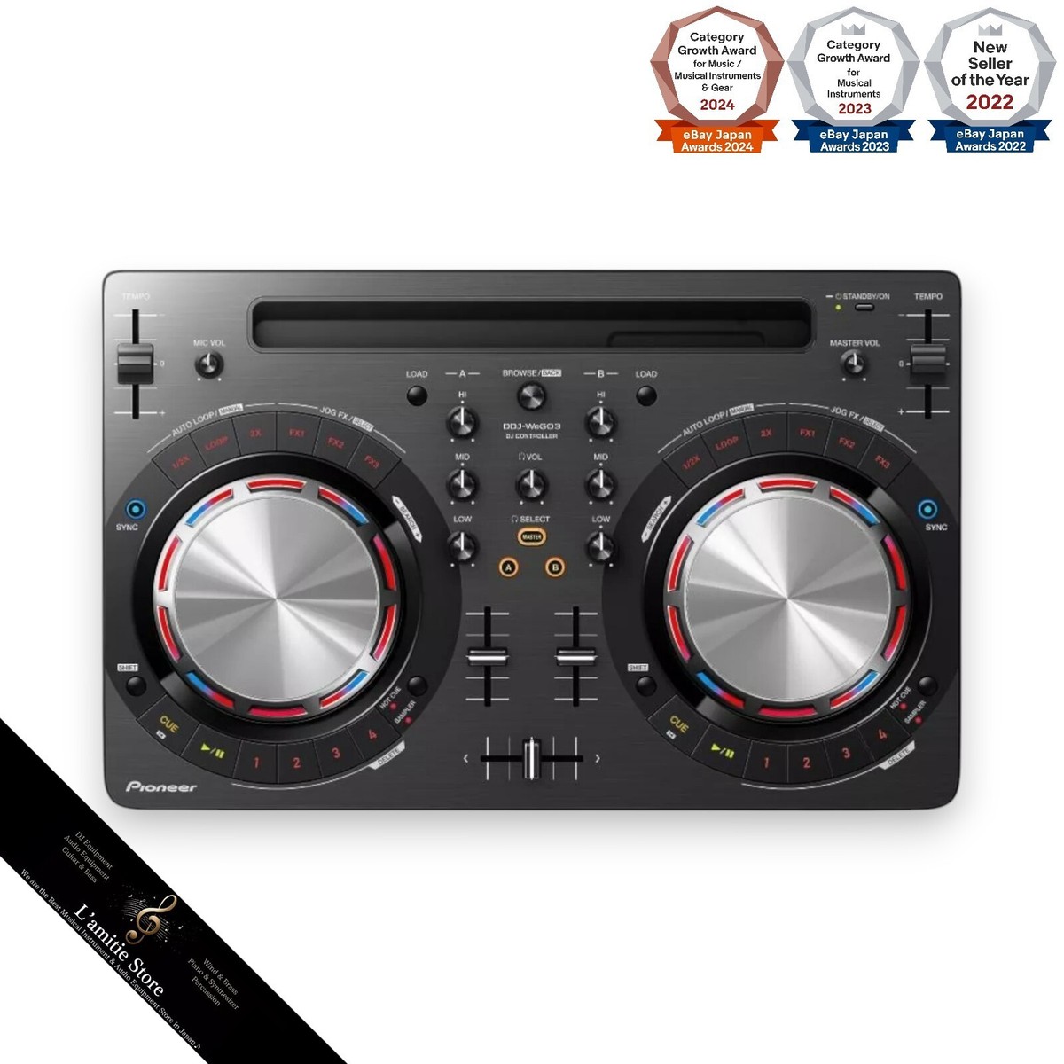 Pioneer DDJ-WEGO3 Black DJ Controller 2-Channel Beginner DDJWEGO3K