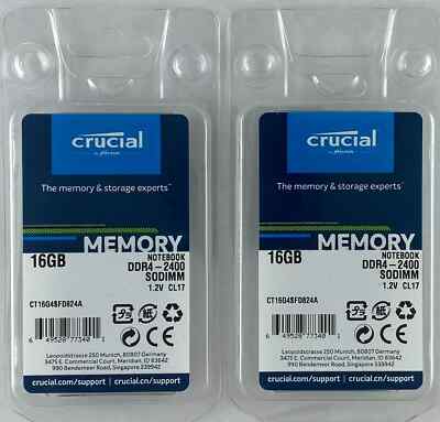 Crucial 32GB (2 x 16GB) PC4-19200 (DDR4-2400) Memory