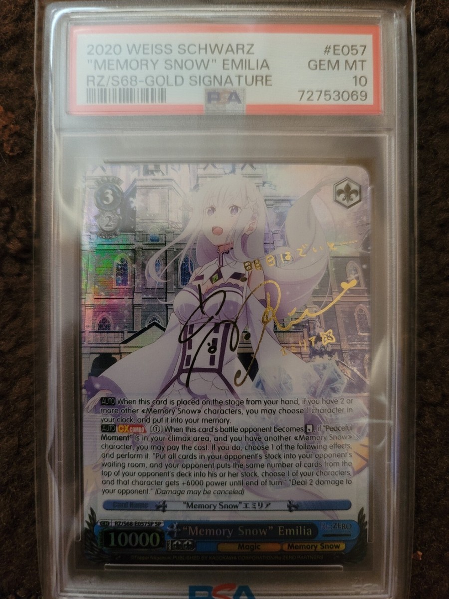 PSA 10 Signed Memory Snow Emilia SP Weiss Schwarz Re:Zero EN | eBay