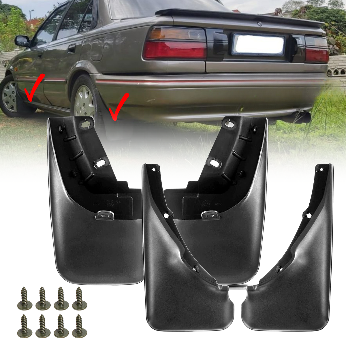 For 1988-1992 Toyota Corolla E90-AE92 Mud Flaps Splash Guard