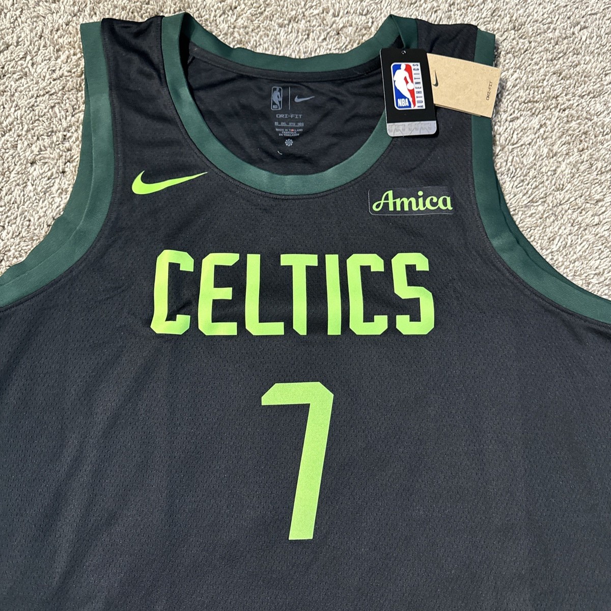 Boston Celtics Jaylen Brown Neon City Edition Swingman Jersey Mens