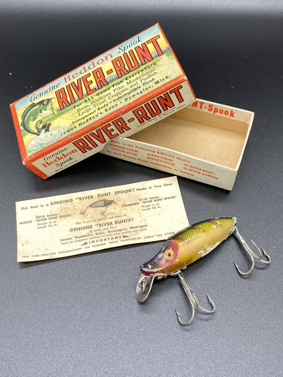 VINTAGE HEDDON SPOOK MIDGET RIVER RUNT FISHING LURE w/ 9010 XSK