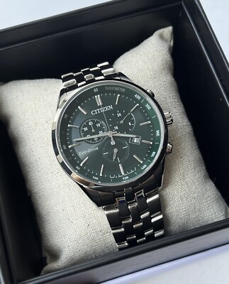 New! Citizen Watch EcoDrive AT2149-85X Chronograph Green Dial