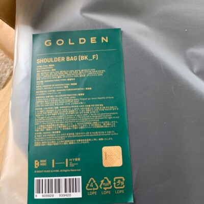 BTS Jungkook Golden Shoulder Bag With Photocard New Black Weverse