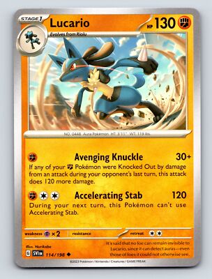 Stage 1 Lucario HP 130 Avenging Knuckle Attack Rarity Orange Aura